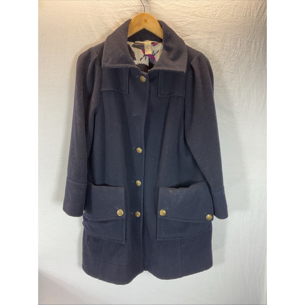 Vintage DVF Diane Von Furstenberg Black Trench pea Coat Size 4 Small